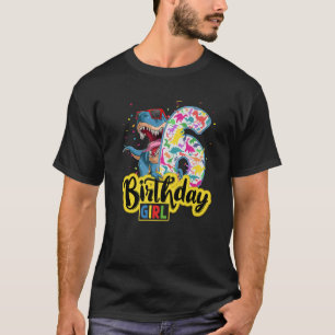 Novelty Rawr I'm 6 Cute Kids I Am 6 Girl Dinosaur T-Shirt