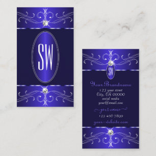 Novelty Royal Blue Ornate Ornaments Monogram Chic Business Card