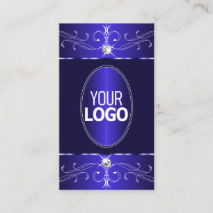 Novelty Royal Blue Ornate Ornaments with Logo Chic Business Card
