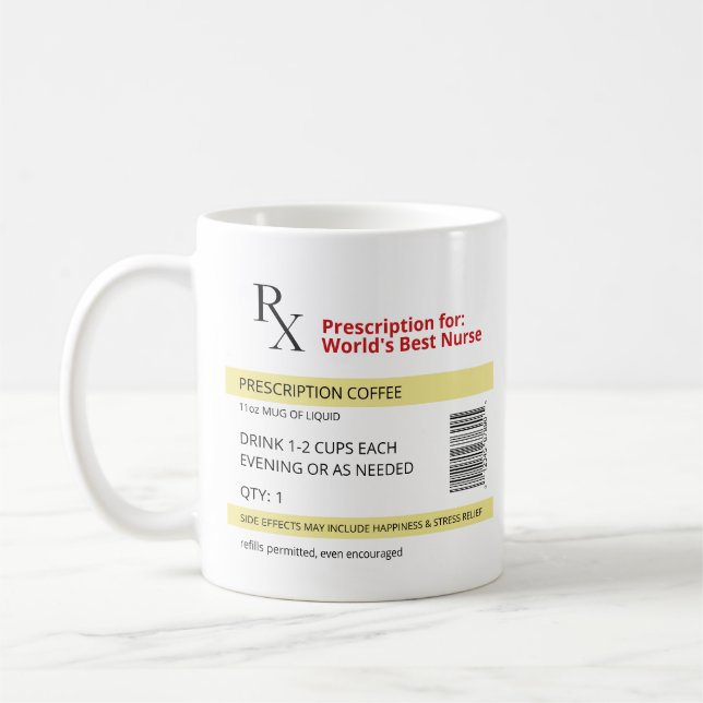 Novelty RX Coffee Mug - Funny Prescription Coffee  (Left)