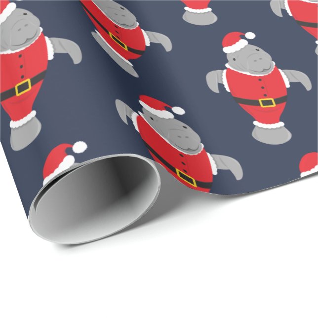 Novelty Santa Animal Manatee Christmas Wrapping Paper (Roll Corner)