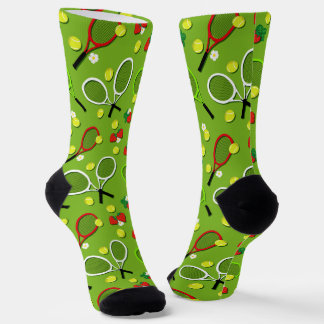 Novelty Tennis Themed Sports Patterned Socks