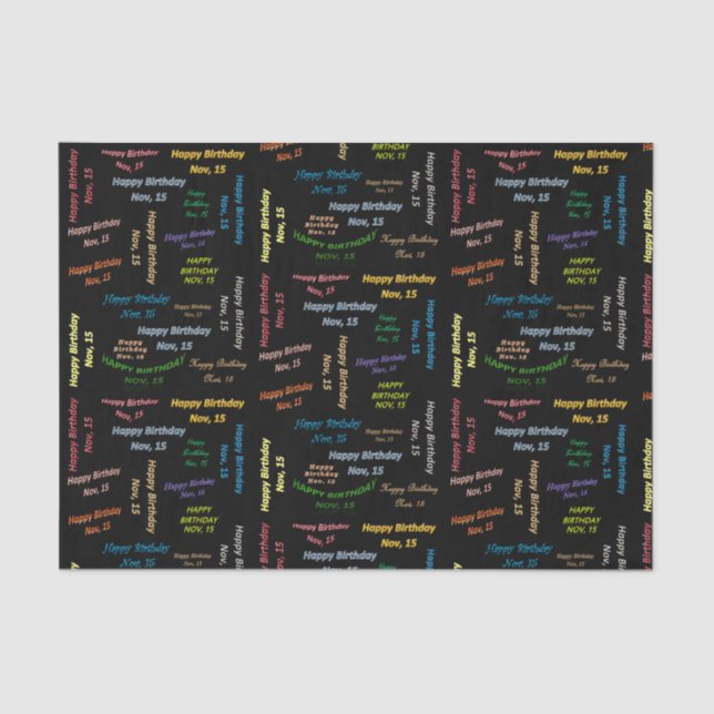 November, 15 Birthday Tissue Paper (Front)