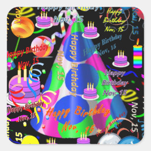 November, 15 Kids Birthday Stickers