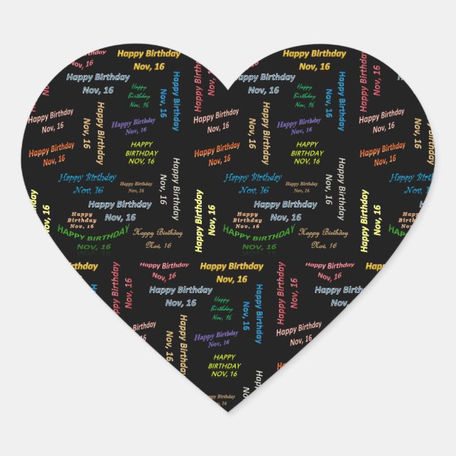 November, 16 Birthday Sticker (Front)