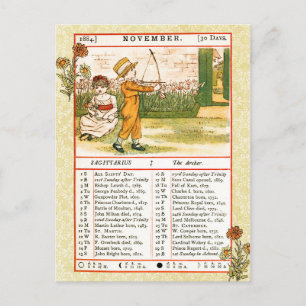 November 1884 Almanac.  Sagittarius, The Archer Postcard