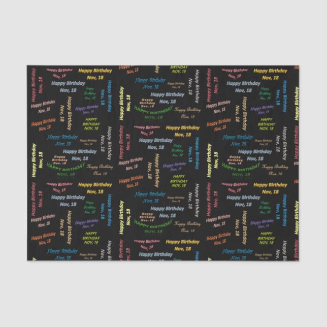 November, 18 Birthday Tissue Paper (Front)