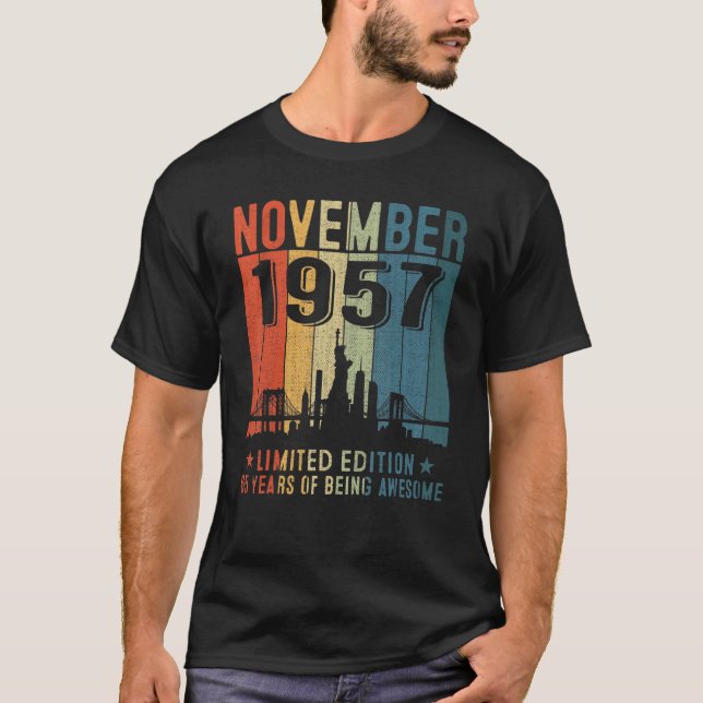 November 1957 65 Years Of Being Awesome 65th Birth T-Shirt (Front)