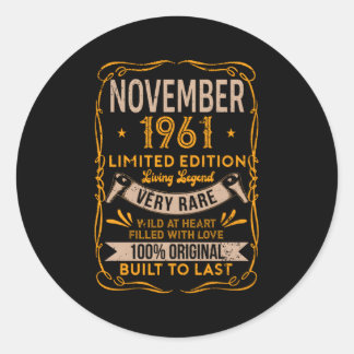 November 1961 Living Legend Very Rare Classic Round Sticker