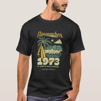 November 1973 48 Years Of Being Awesome Birthday V T-Shirt