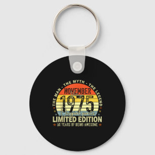 November 1975 50th Birthday For Men Women 50 Year Key Ring