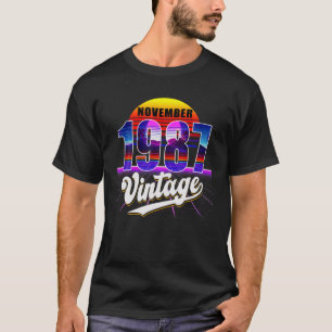 November 1987 Retro 34Th Birthday Vaporwave 30'S S T-Shirt