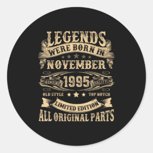 November 1995 30 Year Old Bday For Men 30th Birthd Classic Round Sticker