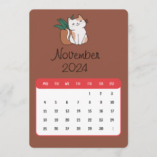 November 2024 Stand Alone Cat And Plant Calendar Menu