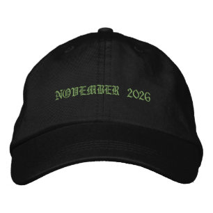 NOVEMBER 2026 text Entire Trucker-Hat Navy colour Embroidered Hat