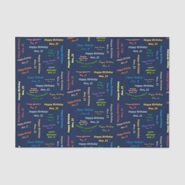 November, 21 Birthday Tissue Paper (Front)