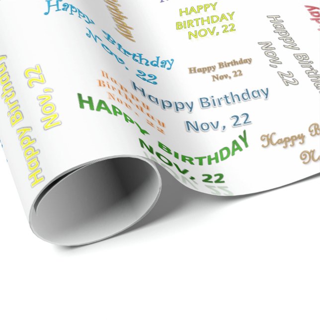 November, 22 Birthday Gift Wrapping Paper (Roll Corner)