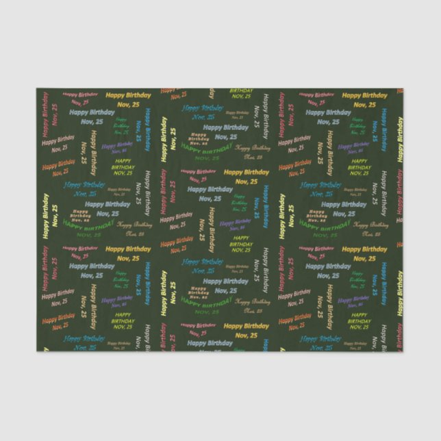 November, 25 Birthday Tissue Paper (Front)