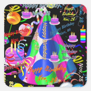 November, 28 Kids Birthday Stickers