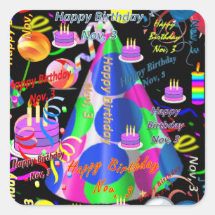 November, 3 Kids Birthday Stickers