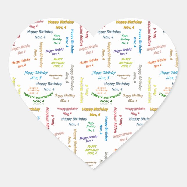 November, 4 Birthday Sticker (Front)