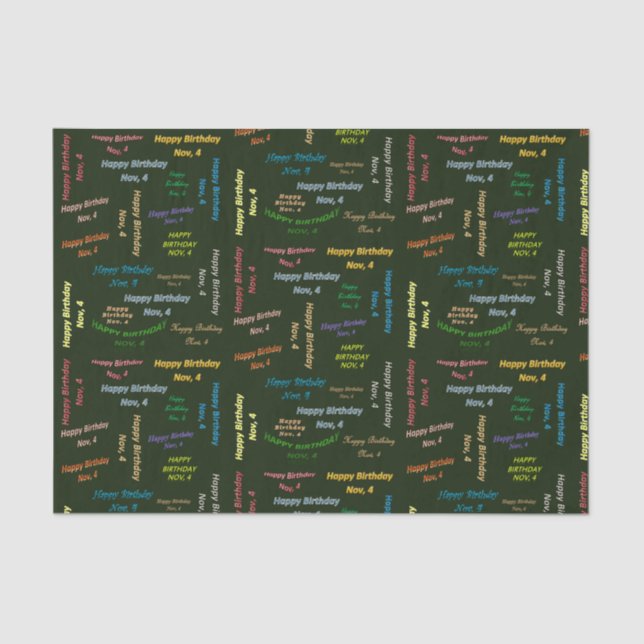 November, 4 Birthday Tissue Paper (Front)