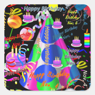 November, 4 Kids Birthday Stickers