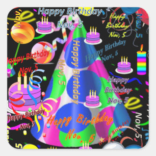 November, 5 Kids Birthday Stickers