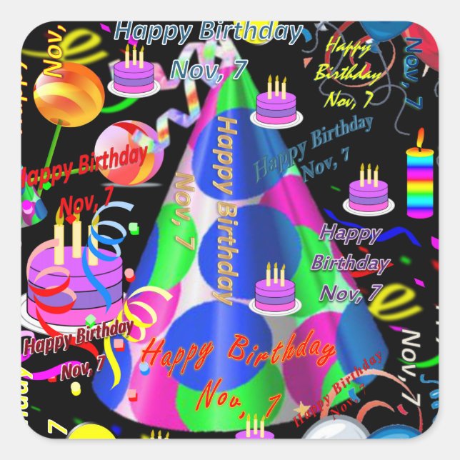 November, 7 Kids Birthday Stickers (Front)