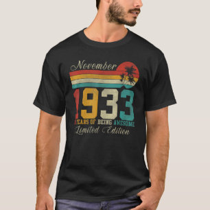 November 89 Year Old Vintage 1933 89th Birthday T-Shirt