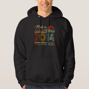 November 8 Year Old Vintage 2014 8th Birthday Hoodie