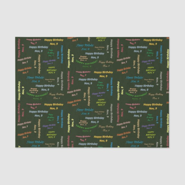 November, 9 Birthday Tissue Paper (Front)