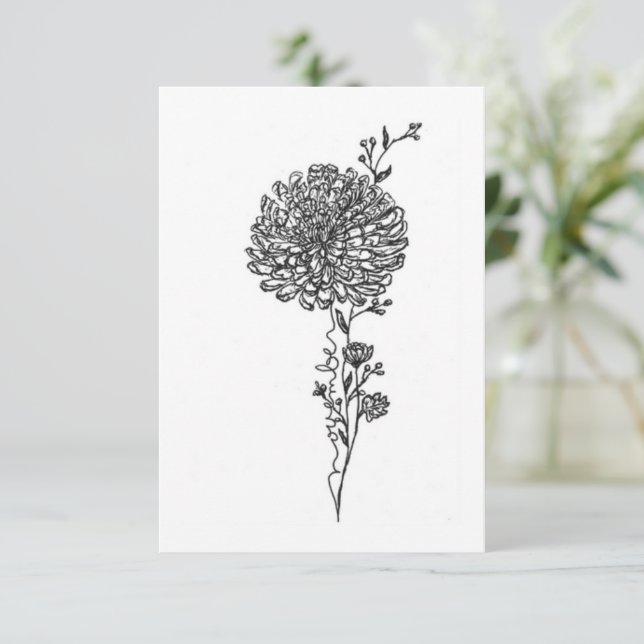 November birth flower birthday card, Chrysanthemum Card (Standing Front)