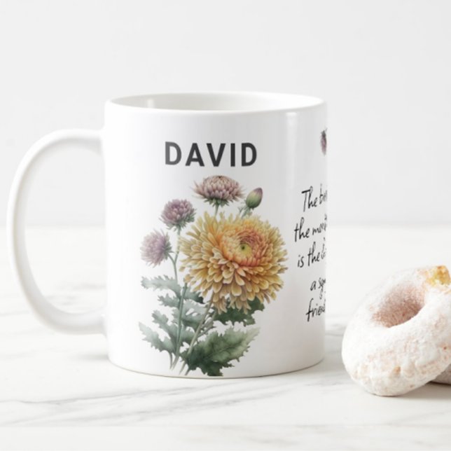 November Birth Flower Chrysanthemum Add Name Coffee Mug (Creator Uploaded)