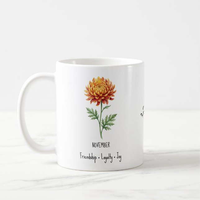 November Birth Flower Mug – Chrysanthemum (Left)
