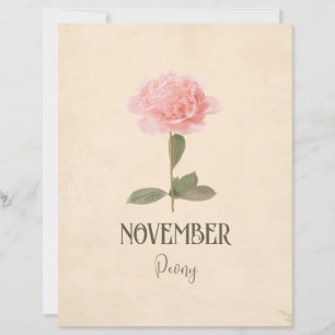 November Birth Flower Peony Art Nouveau
