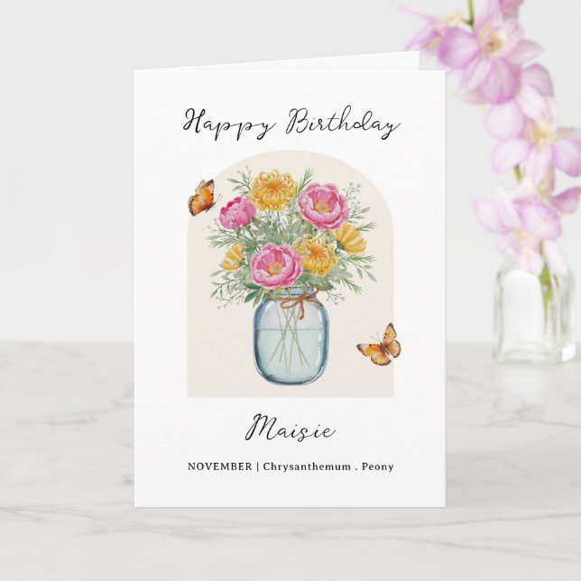 November Birth Month Flower Birthday Card (Orchid)