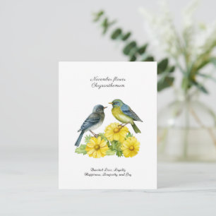 November Birth Month Flower Chrysanthemum Birds