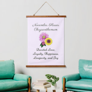 November Birth Month Flower Chrysanthemum Hanging Tapestry