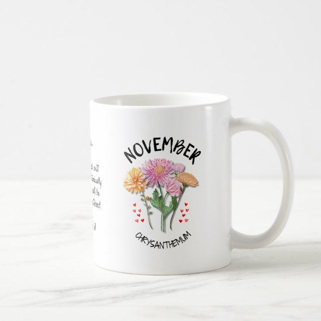 NOVEMBER Birth Month Flower Personalised Christian Coffee Mug (Right)