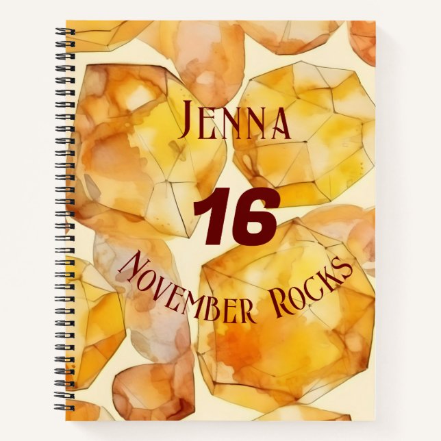 November Birthday Anniversary Custom Name Notebook (Front)
