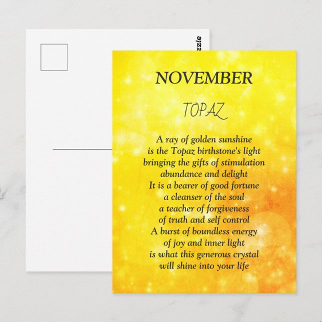 November birthday birthstone Topaz  Postcard (Front/Back)