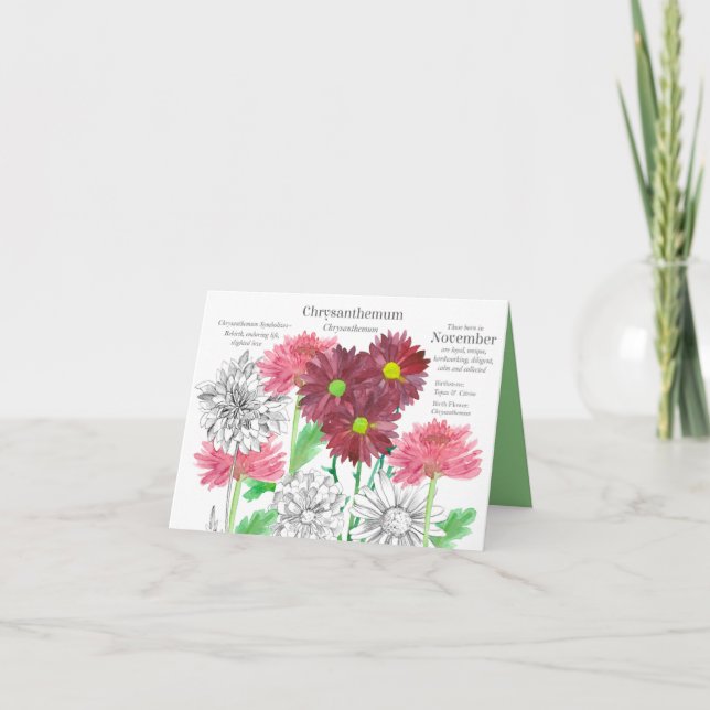 November Birthday Chrysanthemum Birth Month Card (Front)