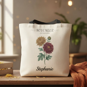November Birthday Gift Birth Flower Botanical Tote Bag