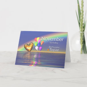 November Birthday Topaz Heart Card