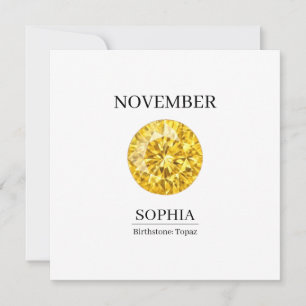 November Birthstone Birthday Name Topaz Card