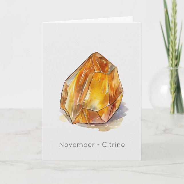November Birthstone Citrine Happy Birthday Card (Front)