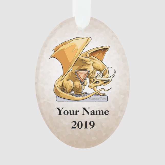 November Birthstone Dragon - Topaz Ornament (Front)