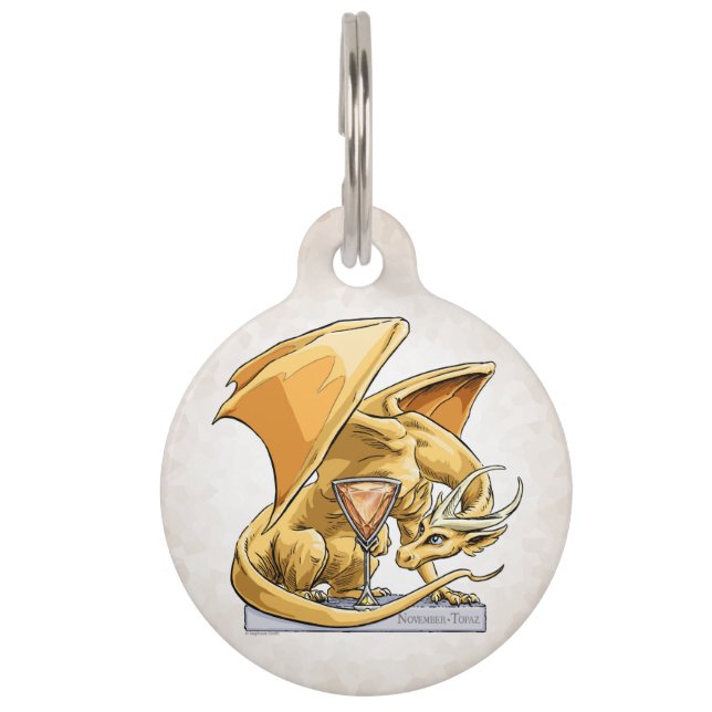 November Birthstone Dragon - Topaz Pet Tag (Front)