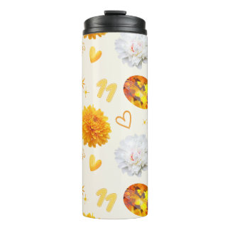 November Birthstone & Flower | Citrine & Chrysanth Thermal Tumbler